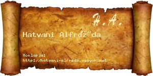 Hatvani Alfréda névjegykártya
